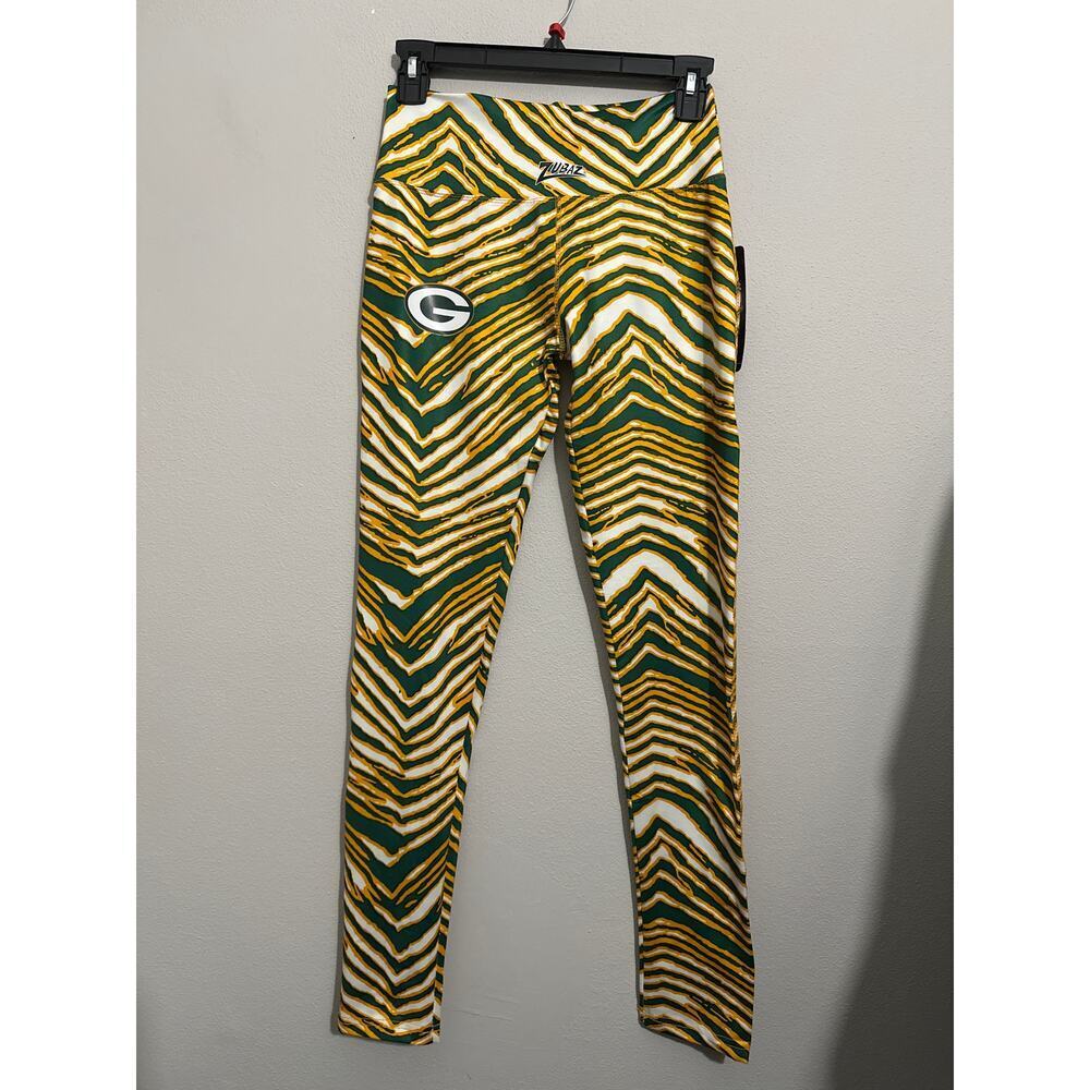 🔴Zubaz NFL Women's Basic Zebra Print Legging, Green Bay Packers size Small NEW